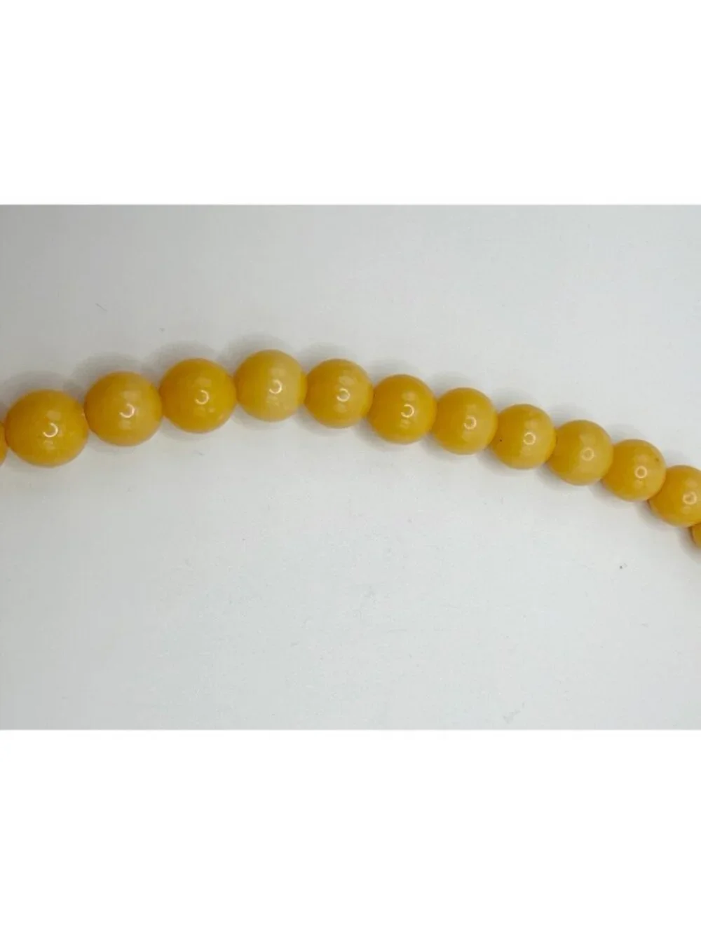 Yellow Jade Jadeite Beaded Necklace With‎ Yellow Cloisonne Pendant 17”
